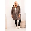 Kép 1/4 - Plus Size női steppelt kabát kapucnival - Capuccino