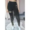 Kép 2/3 - Fitnesz leggings - fekete/arany mintás