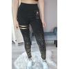 Kép 2/3 - Fitnesz leggings - fekete/arany mintás
