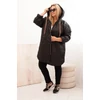Kép 1/4 - Plus Size női steppelt kabát kapucnival - Fekete