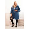 Kép 2/4 - Plus Size női steppelt kabát kapucnival - Farmerkék