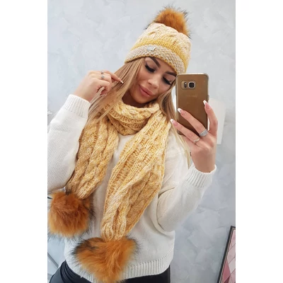 Sapka és sál szett - Mustár