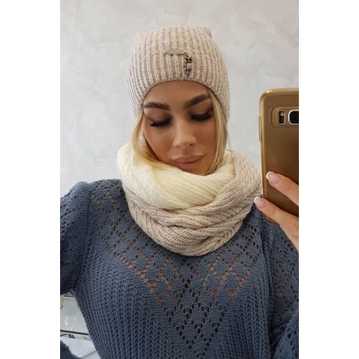 Kötött sapka sál szett - Ekrü/Bézs