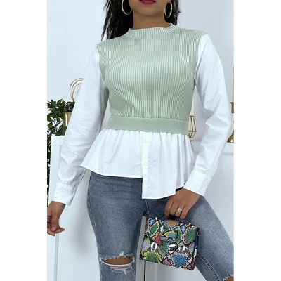 Két anyagú inghatású felső - Zöld/Fehér  Két anyagú inghatású felső - Zöld/Fehér