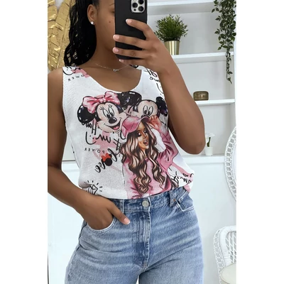 V nyakú kötött felső - Minnie/Mickey/lány mintával 