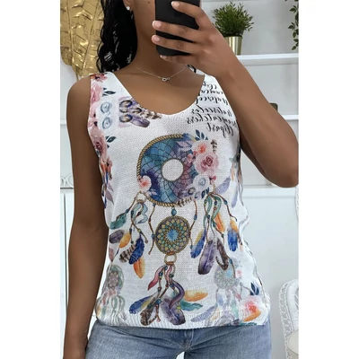 V nyakú kötött felső - Álomfogó mintával 