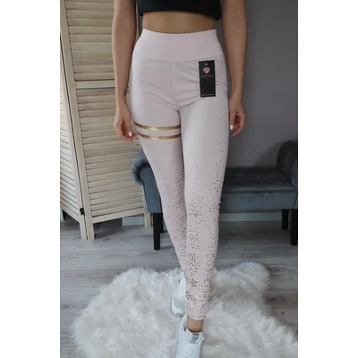 Fitnesz leggings - világos rózsaszín/arany mintás