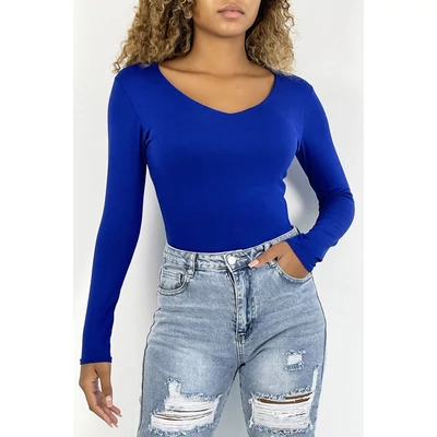 V-nyakú kék felső hosszú ujjal V-nyakú kék felső hosszú ujjal