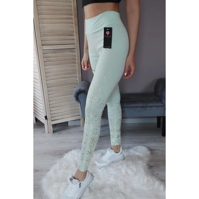 Fitnesz leggings - menta/arany mintás