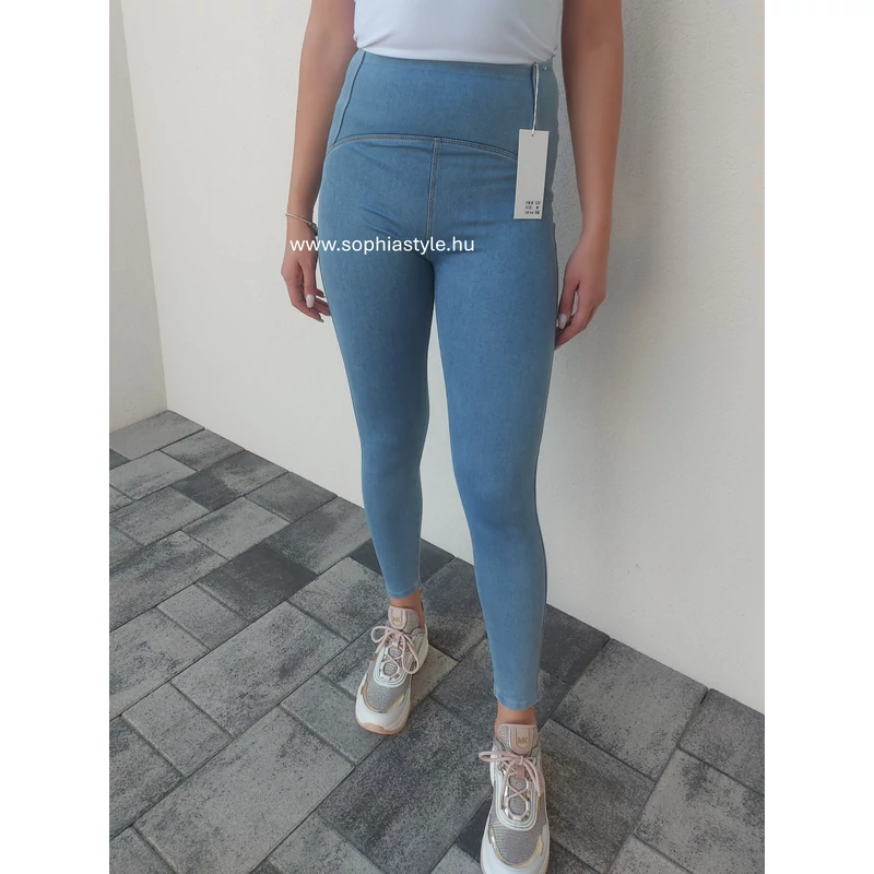 Alakformáló farmer hatású leggings - világoskék